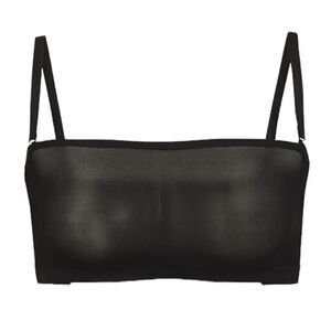 NWT SKIMS Sheer Sculpt Bandeau Neutral In Onyx Black With Straps Bralette